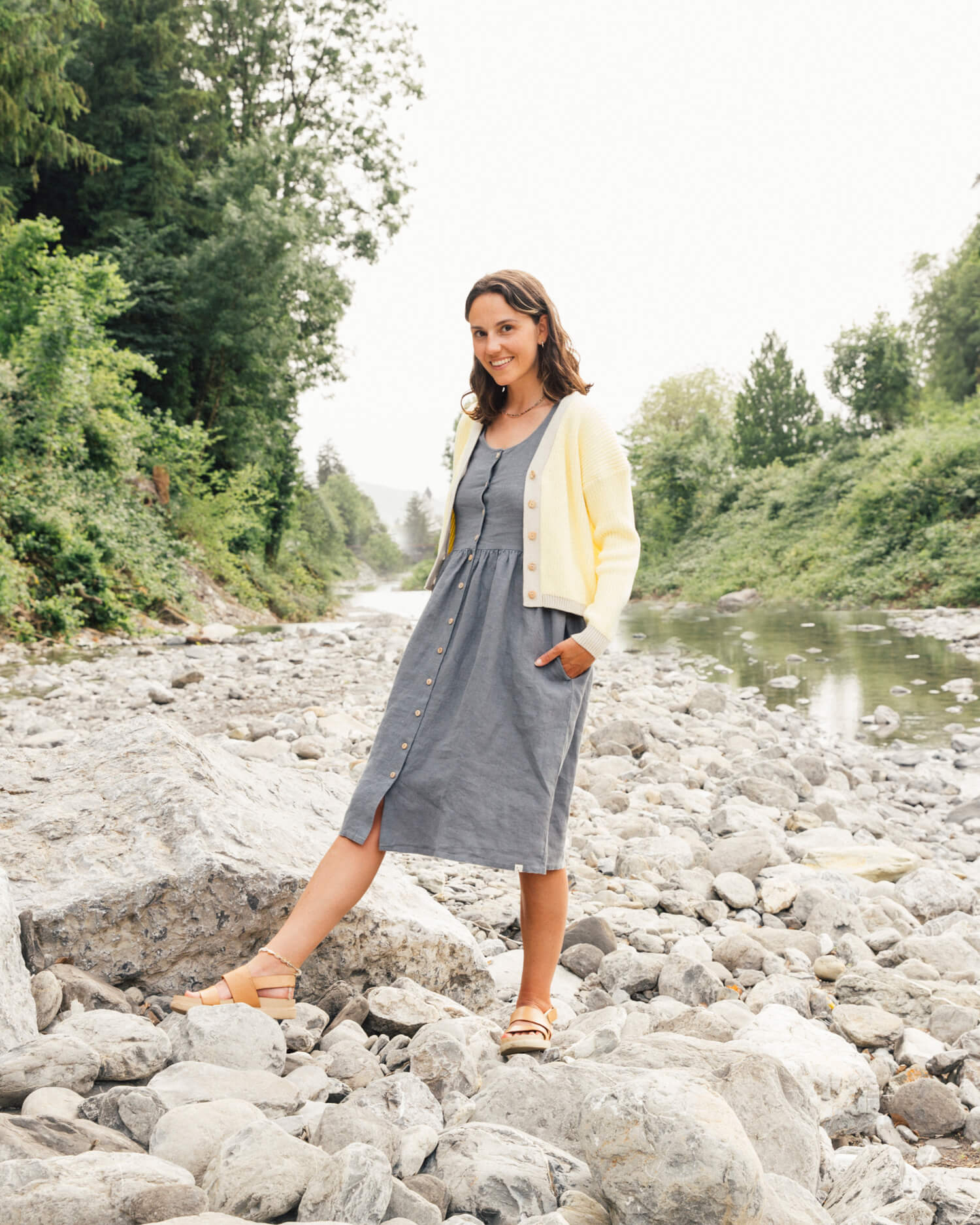 Gathered Dress storm blue