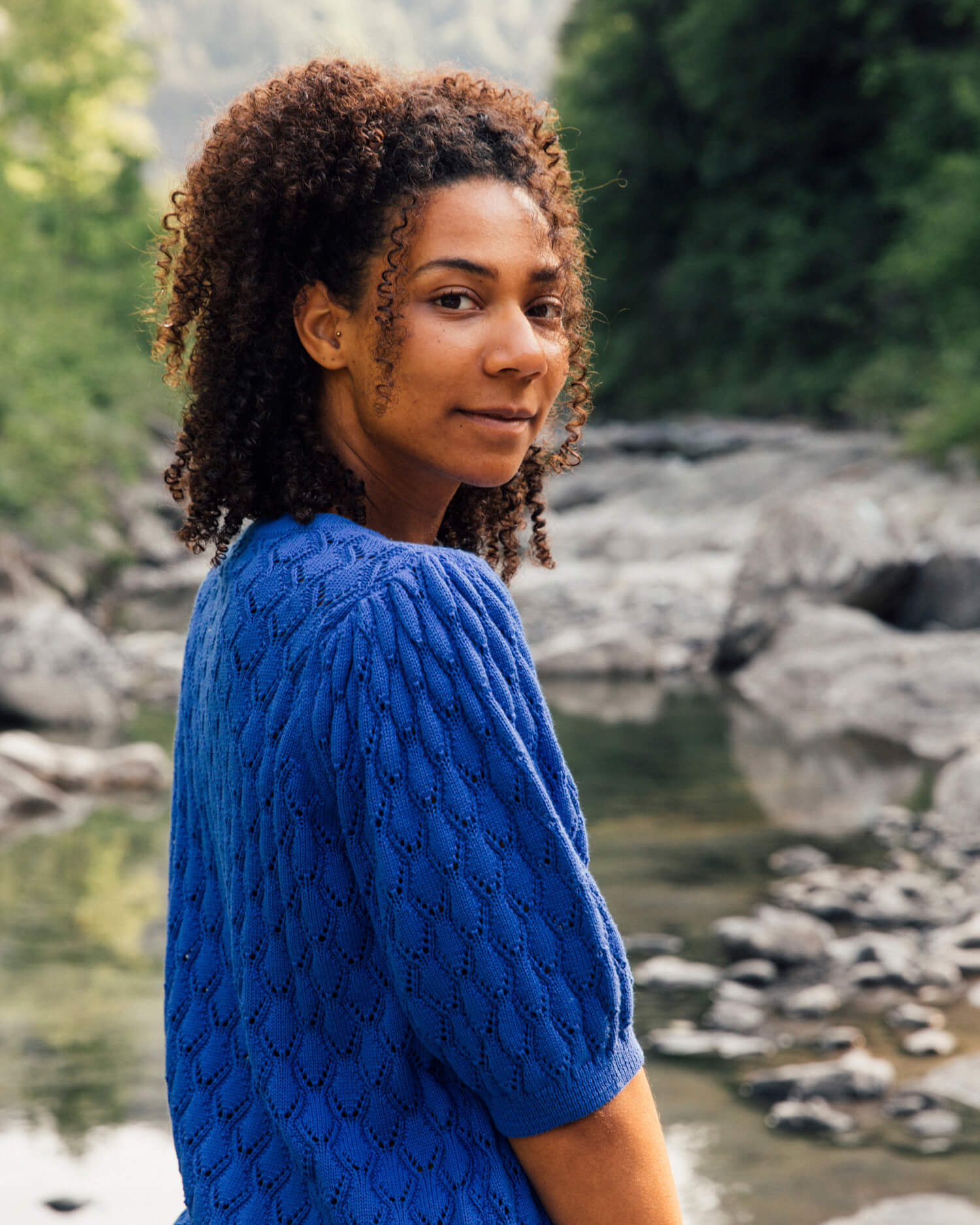 Knit Blouse cobalt