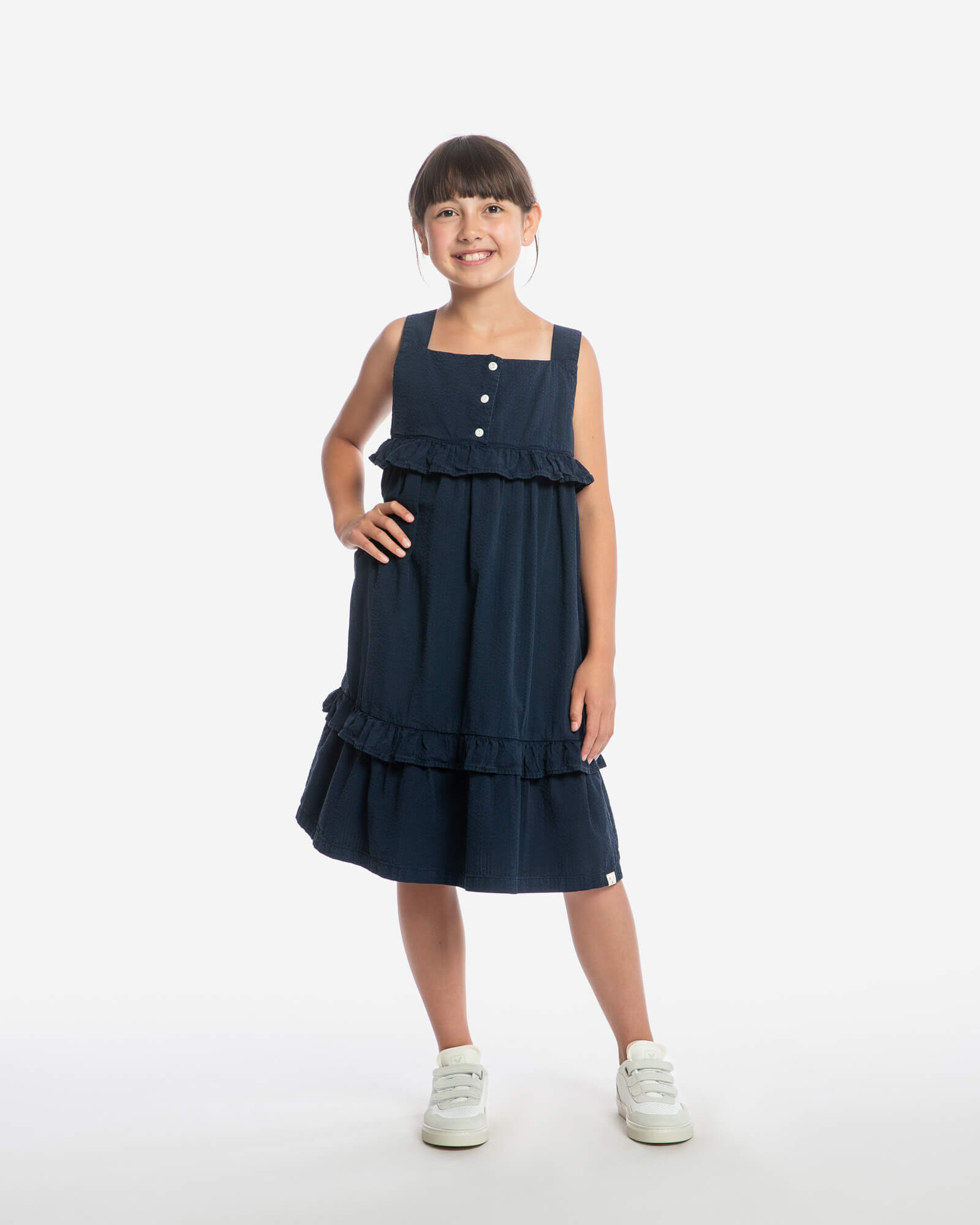 Frill Dress navy