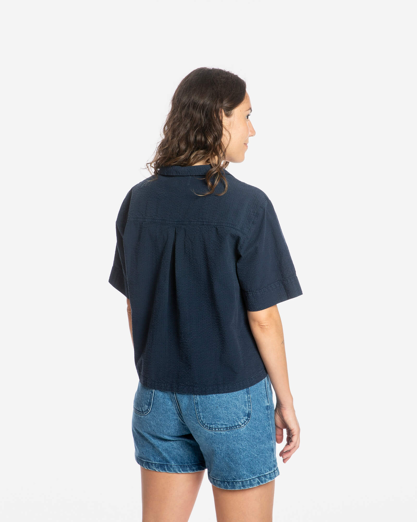 Seersucker Blouse navy