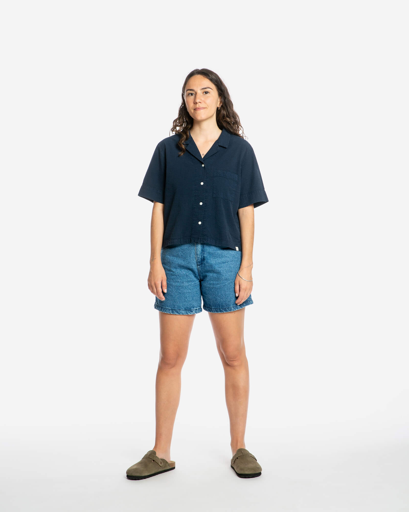 Seersucker Blouse navy