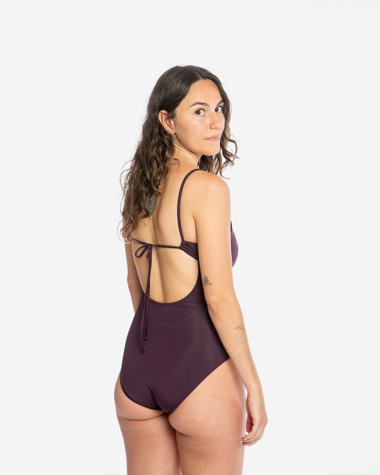 V-Neck Bathing Suit aubergine