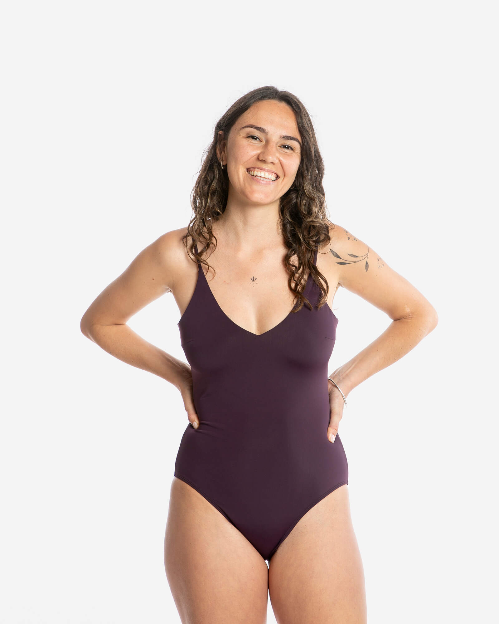 V-Neck Bathing Suit aubergine