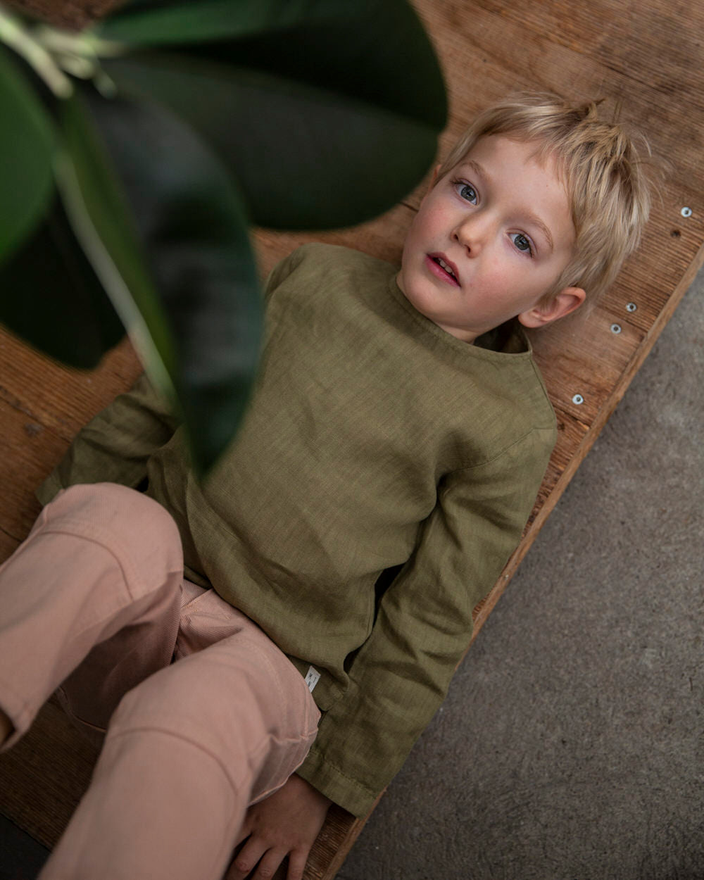 Longsleeve Linen Top olive
