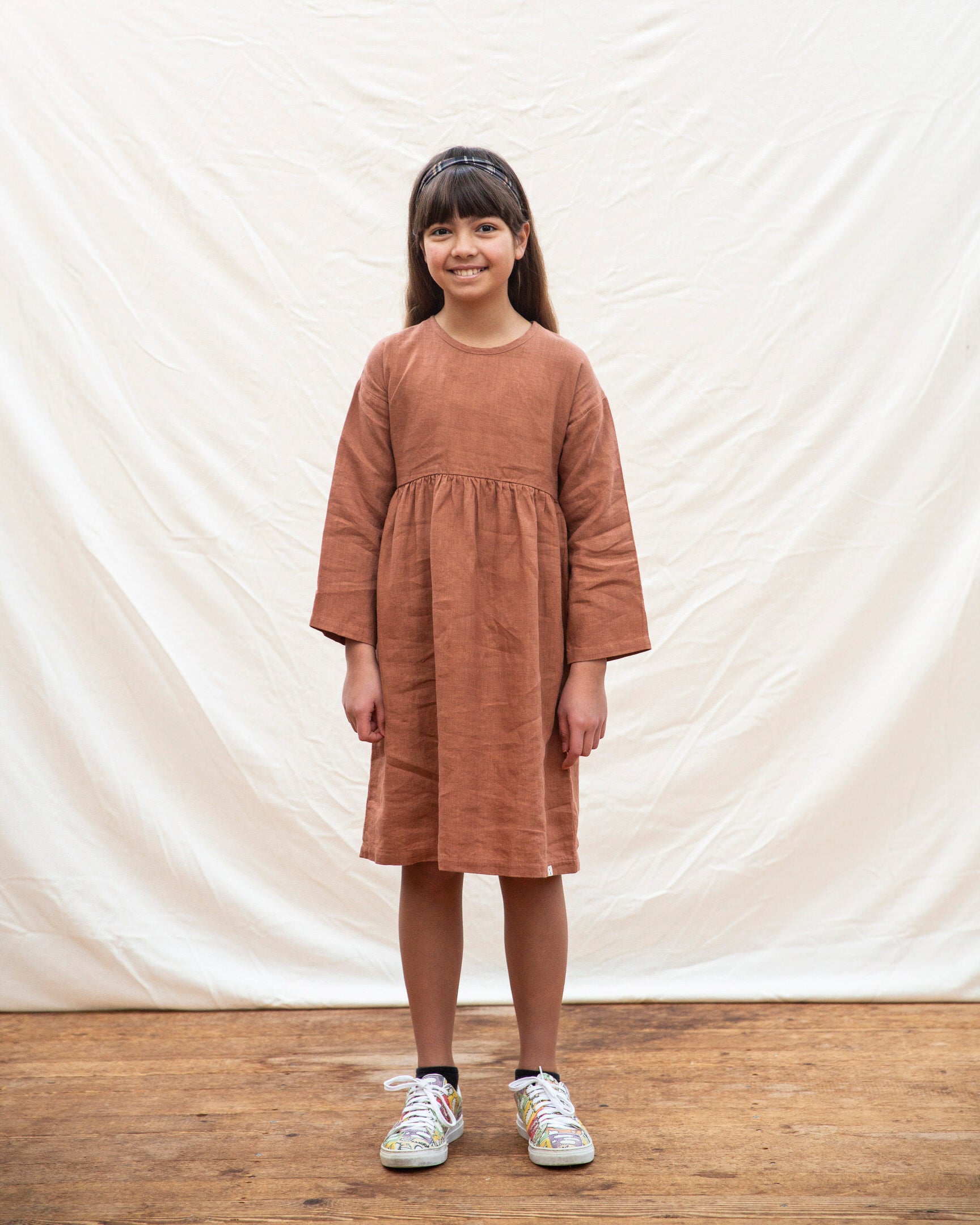 Linen Longsleeve Dress russet