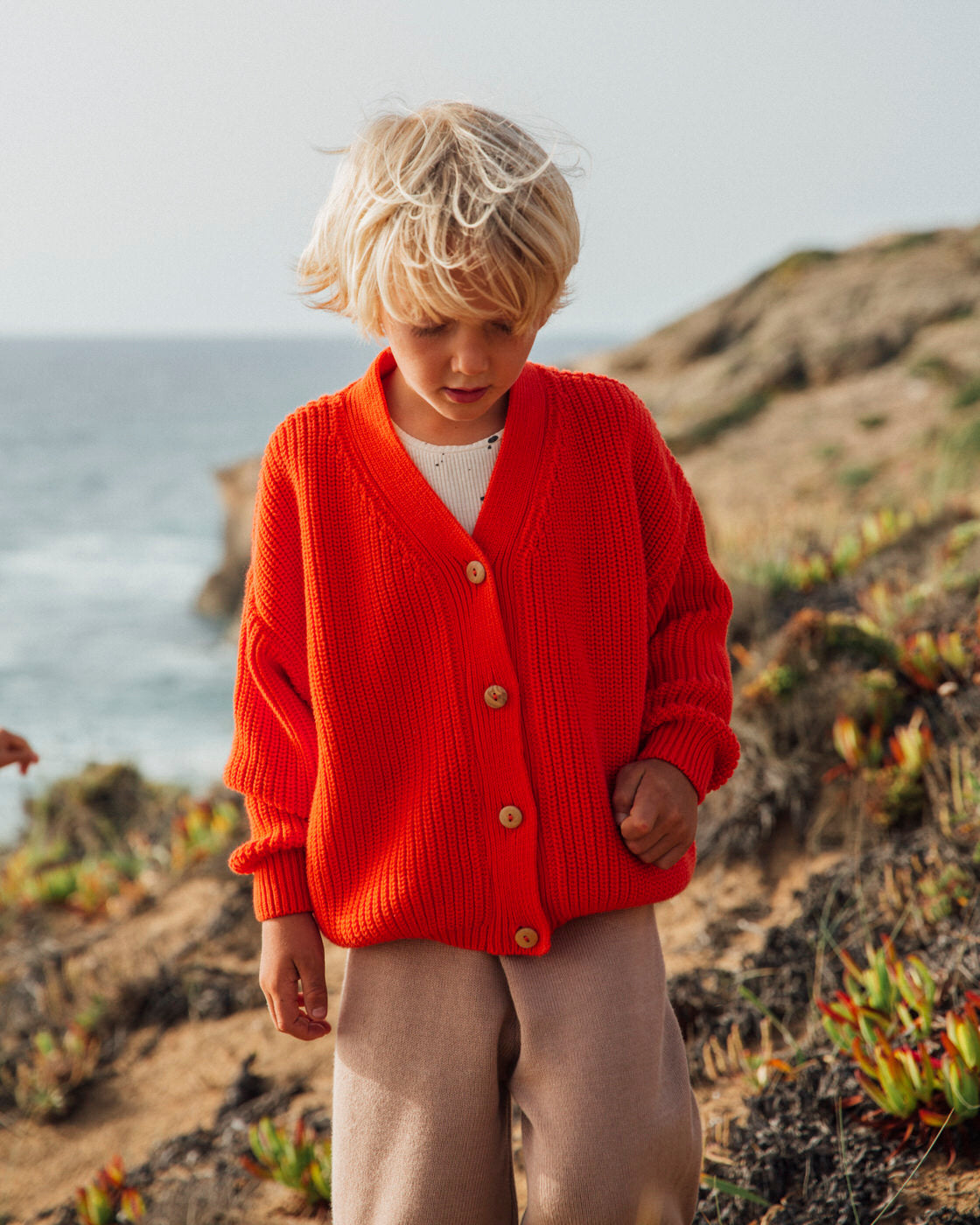 Chunky Cardigan poppy