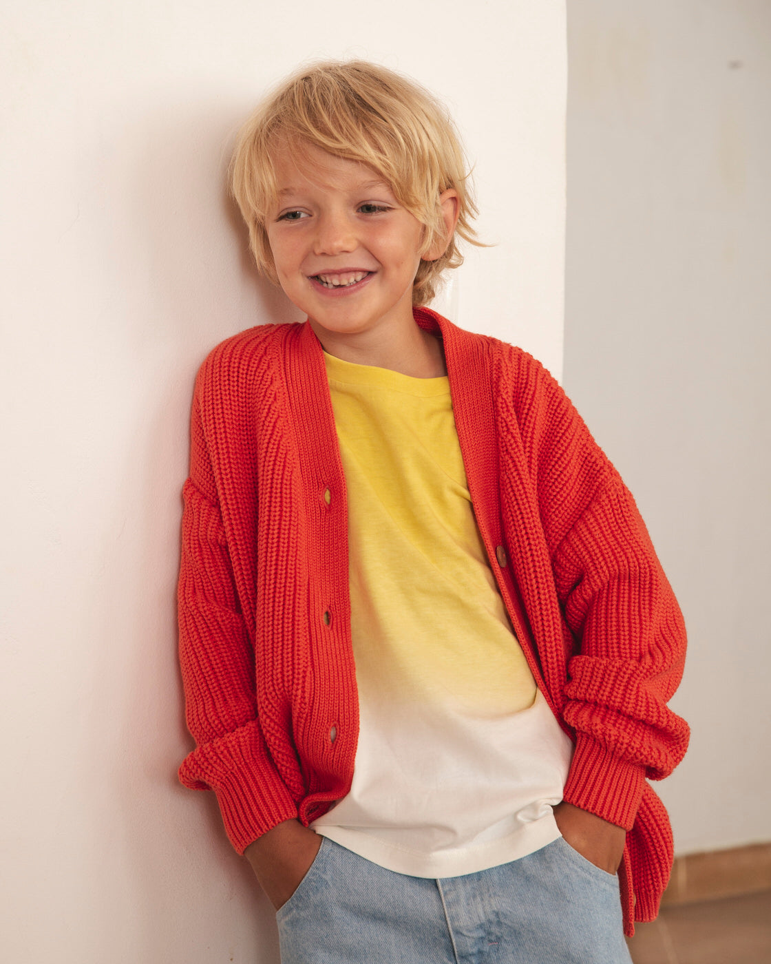 Chunky Cardigan poppy