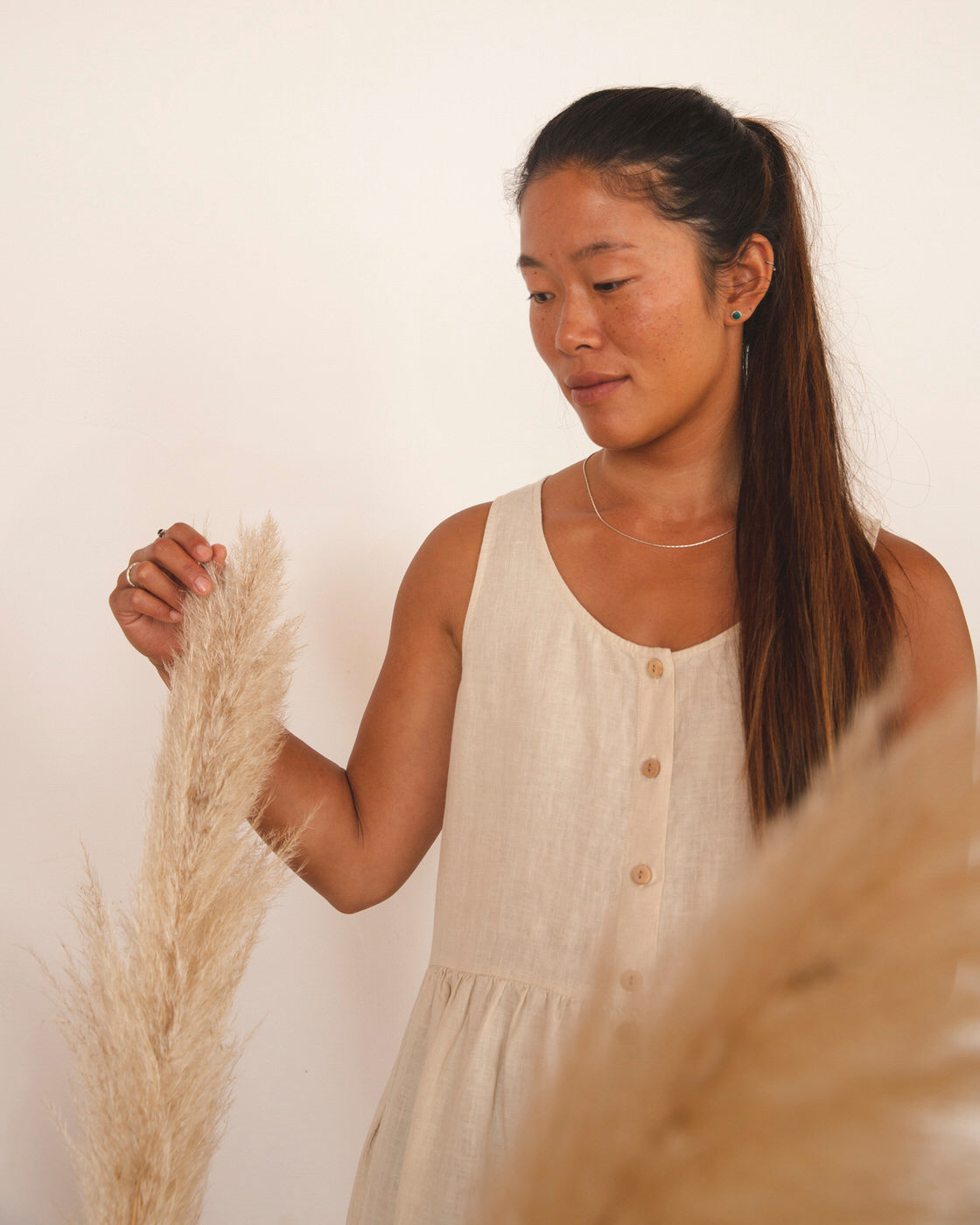 Gathered Dress almond
