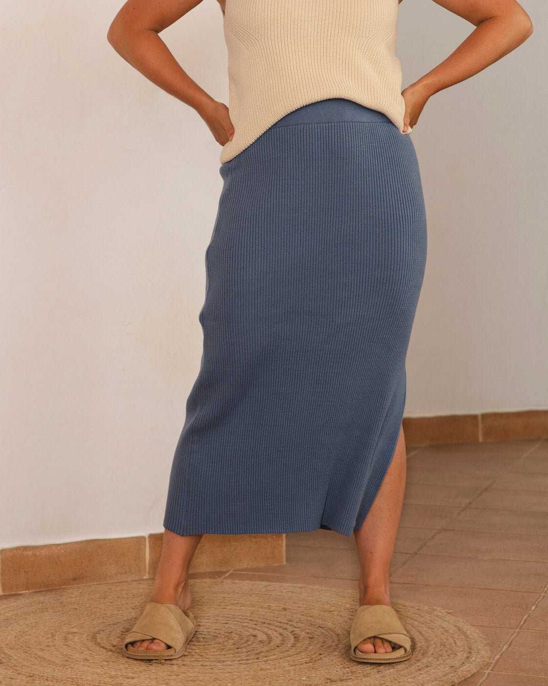 Knit Skirt ash blue