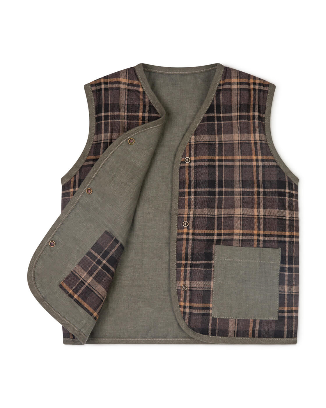 Reversible Vest dark tartan