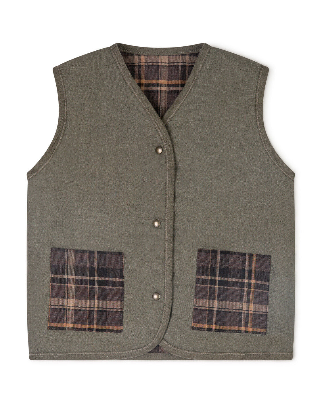 Reversible Vest dark tartan