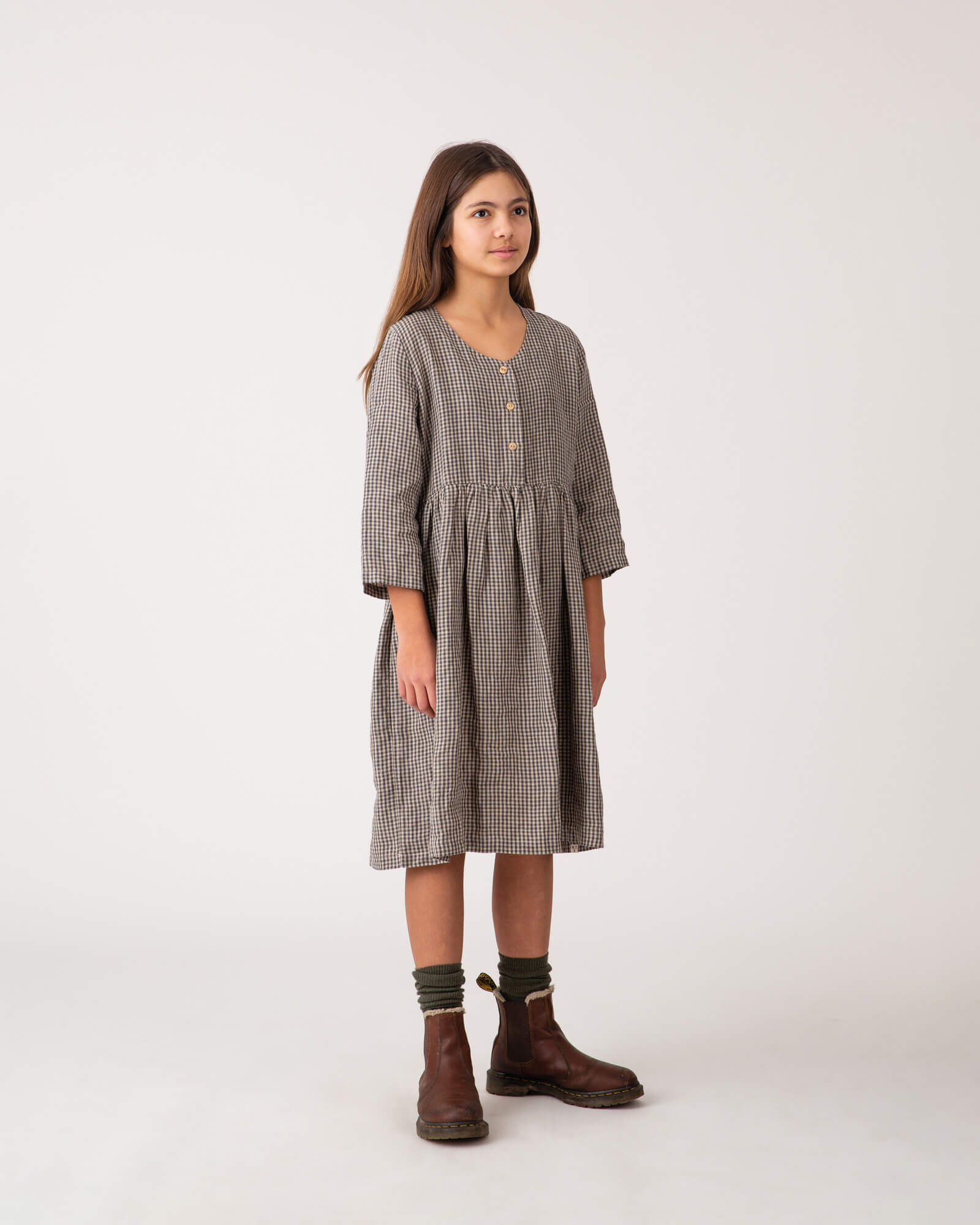 Buttoned Midi Dress vichy