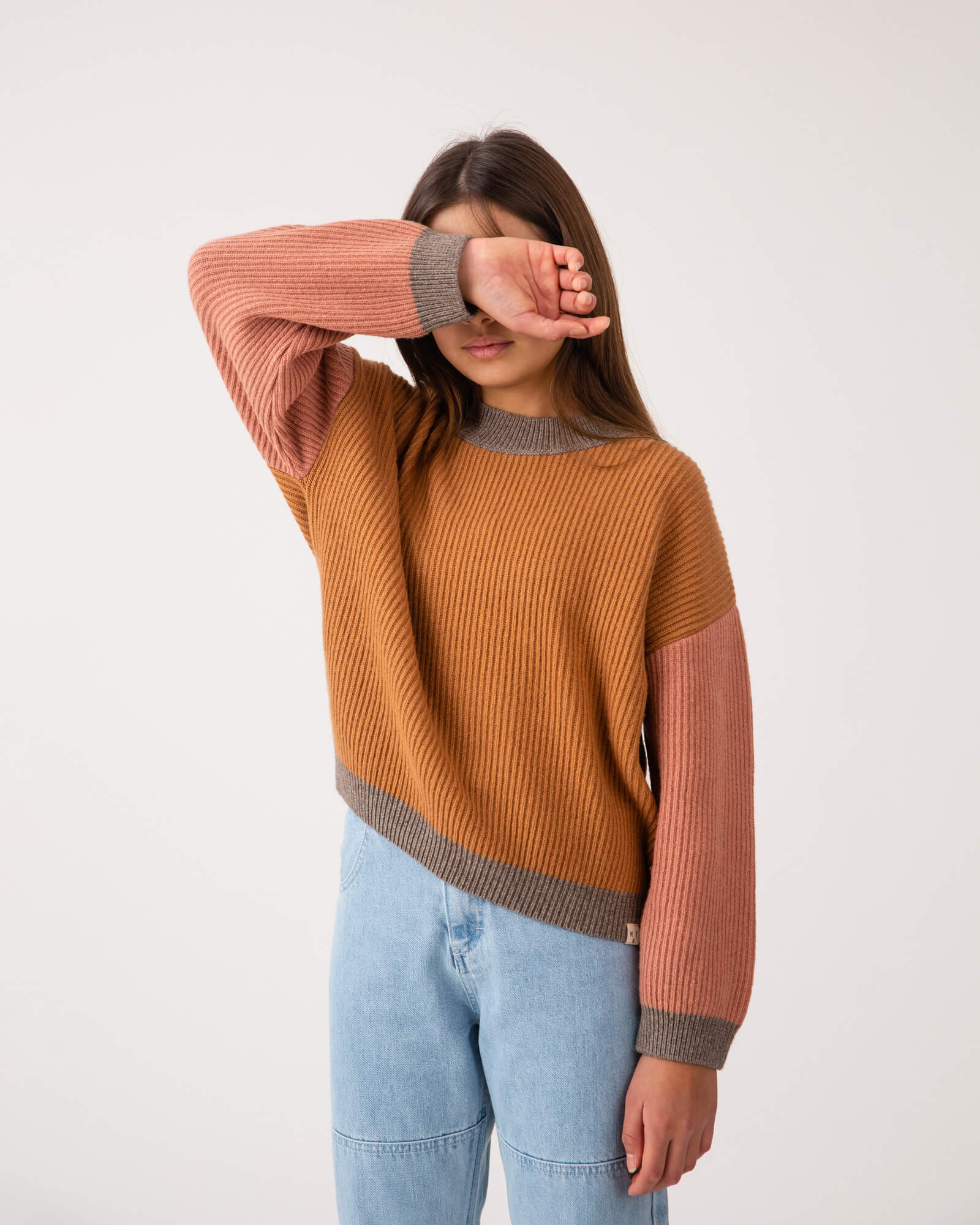Mock Neck Sweater color block