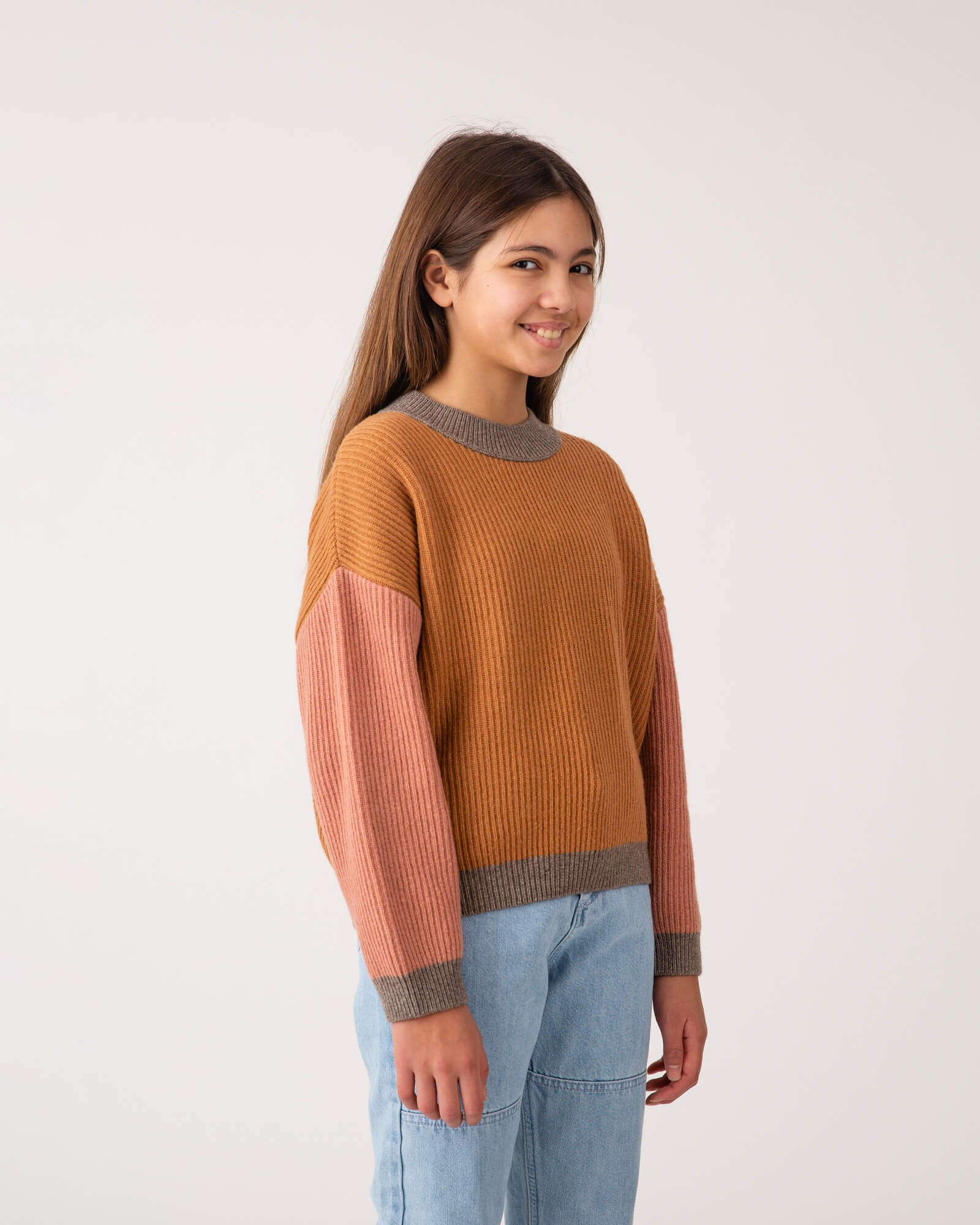 Orange color hotsell block sweater