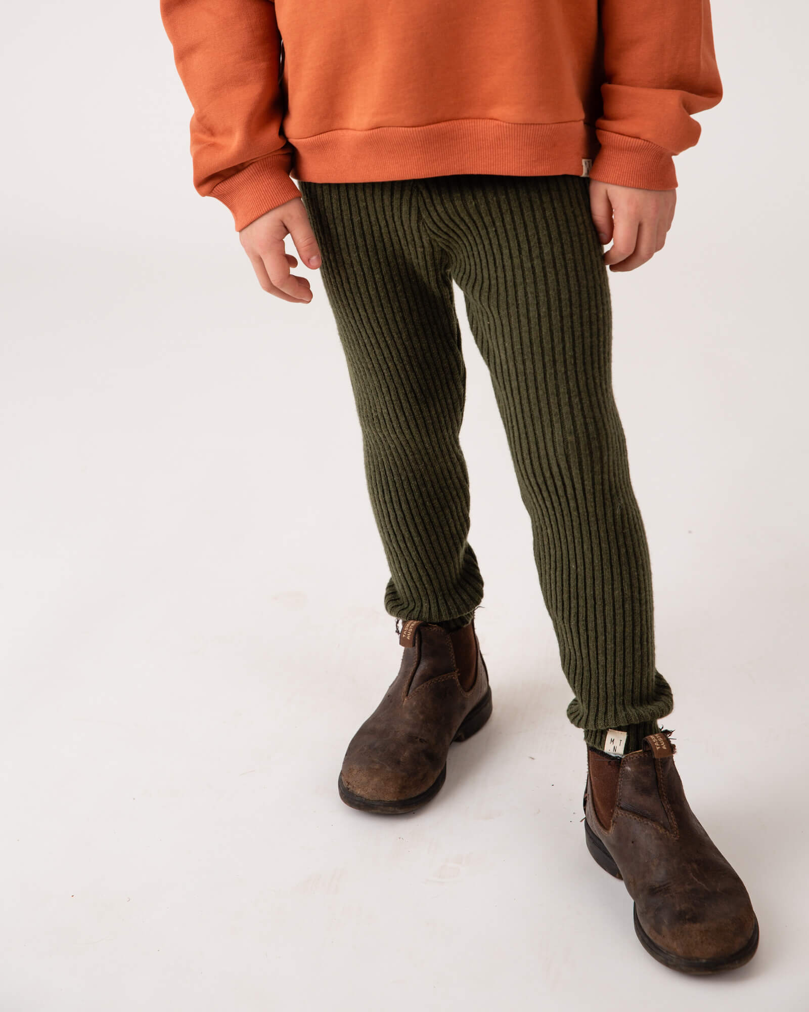 Rib Knit Leggings loden green