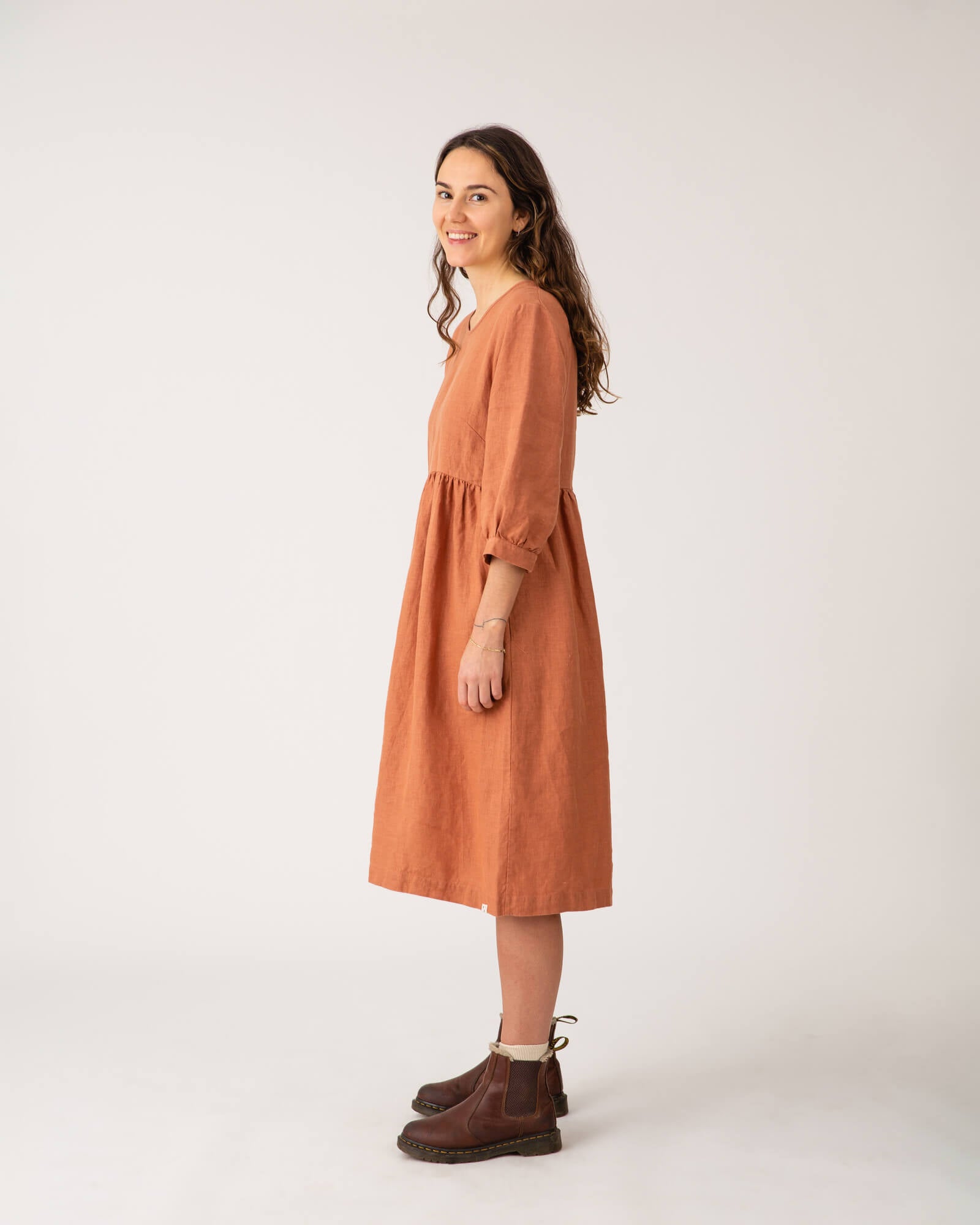 Puff Sleeve Dress russet