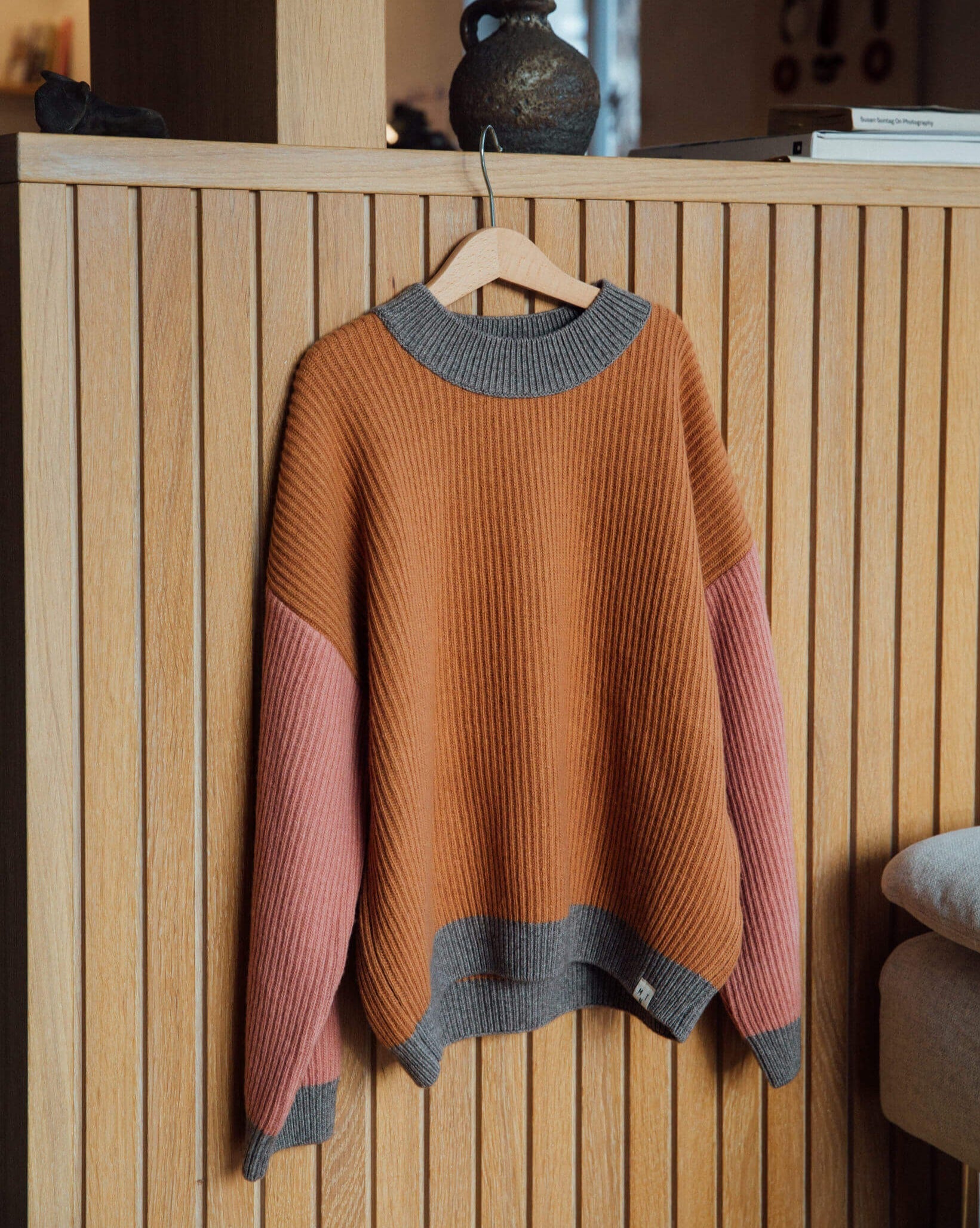 Mock Neck Sweater color block