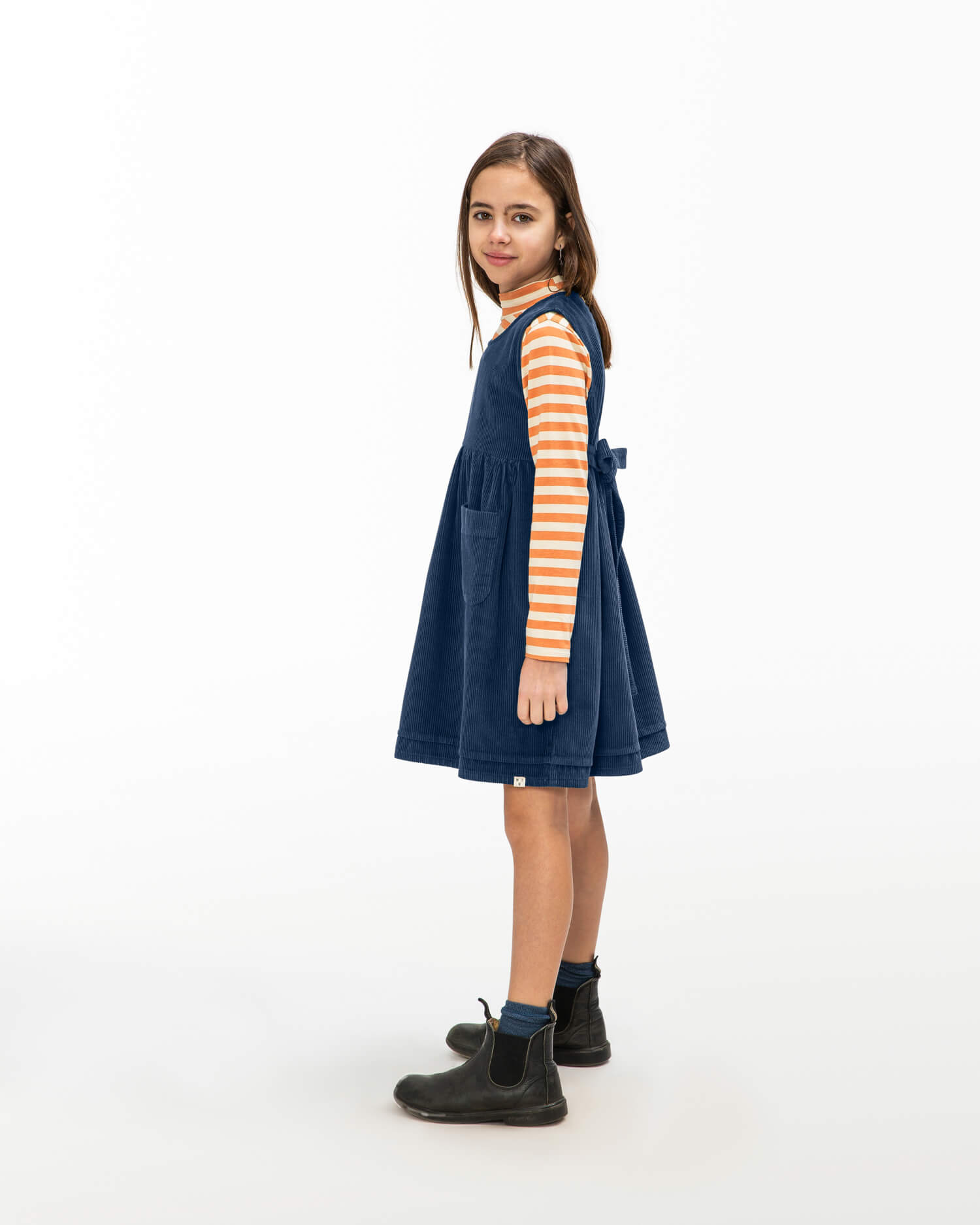 Belted Corduroy Dress anchor blue