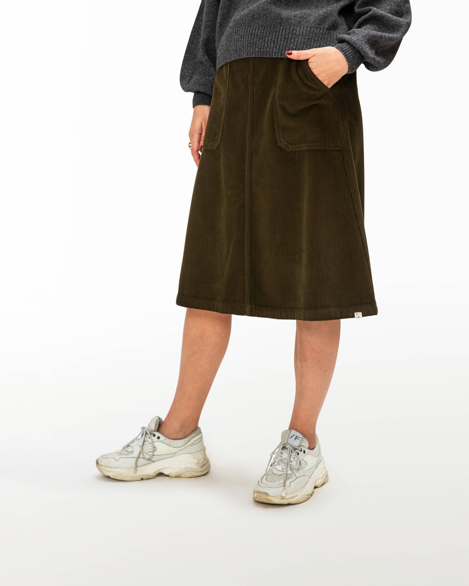 Flared Corduroy Skirt moss