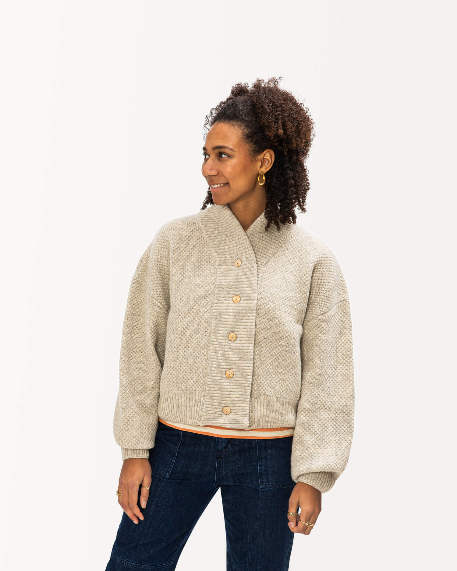 Knit Bomber Jacket alabaster