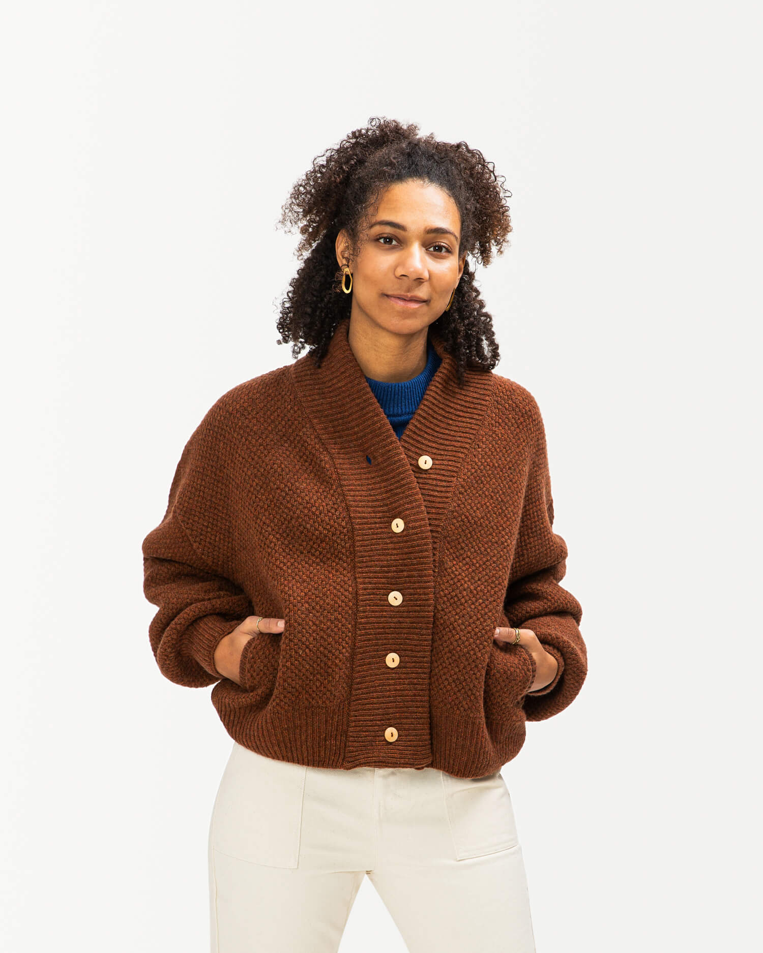 Knit Bomber Jacket chestnut