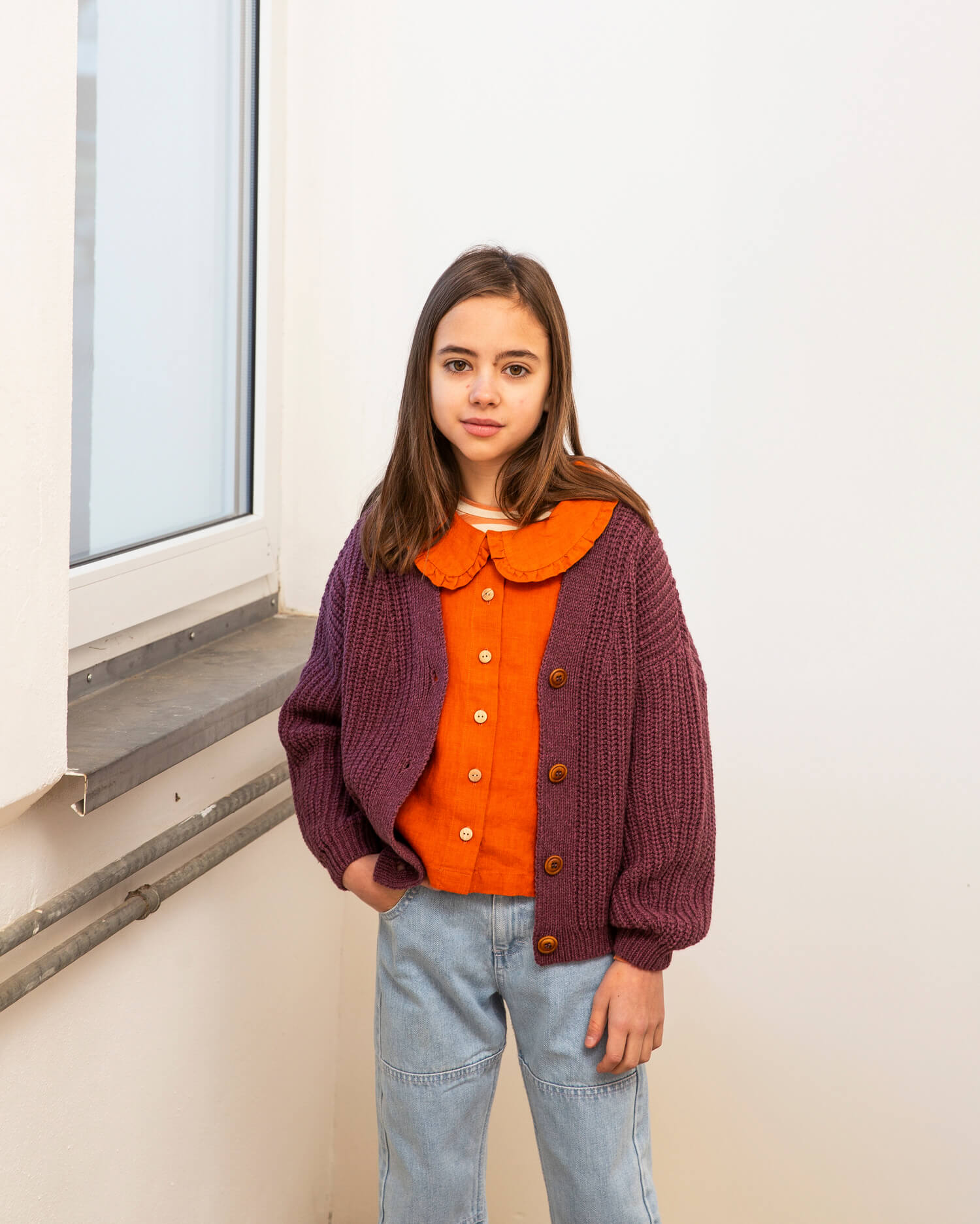 V-Neck Cardigan berry