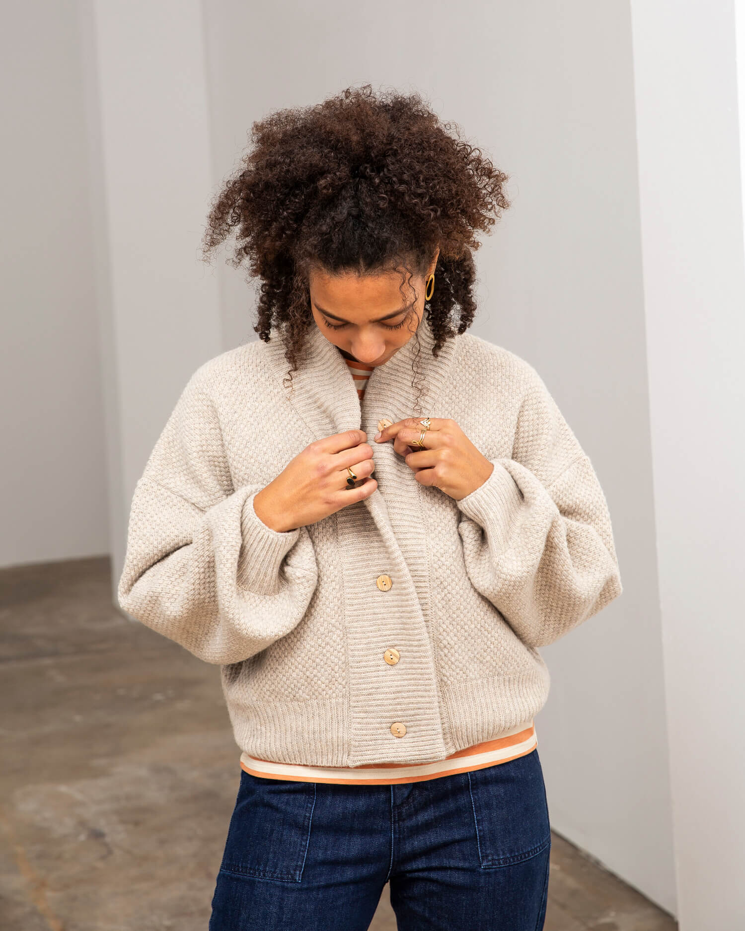 Knit Bomber Jacket alabaster