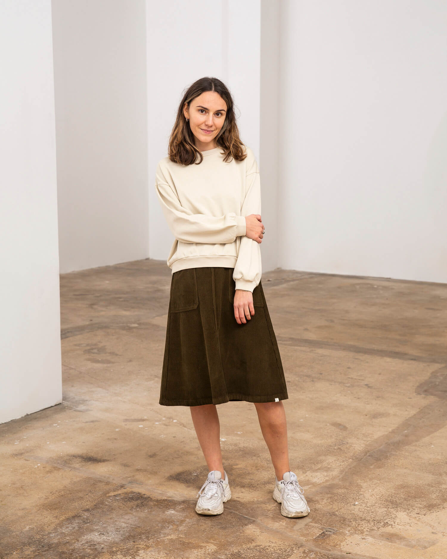 Flared Corduroy Skirt moss