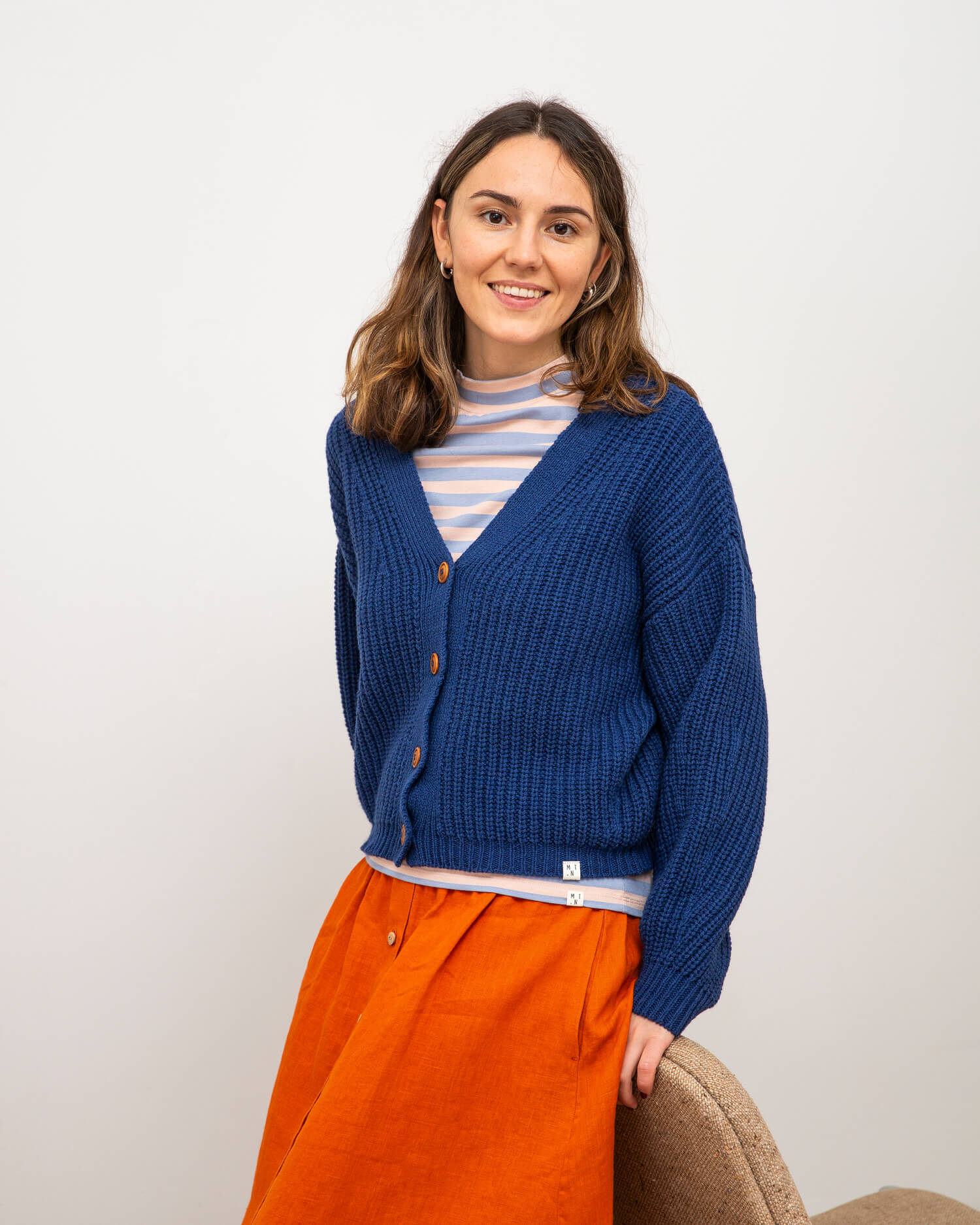 Organic Knit Cardigan royal blue