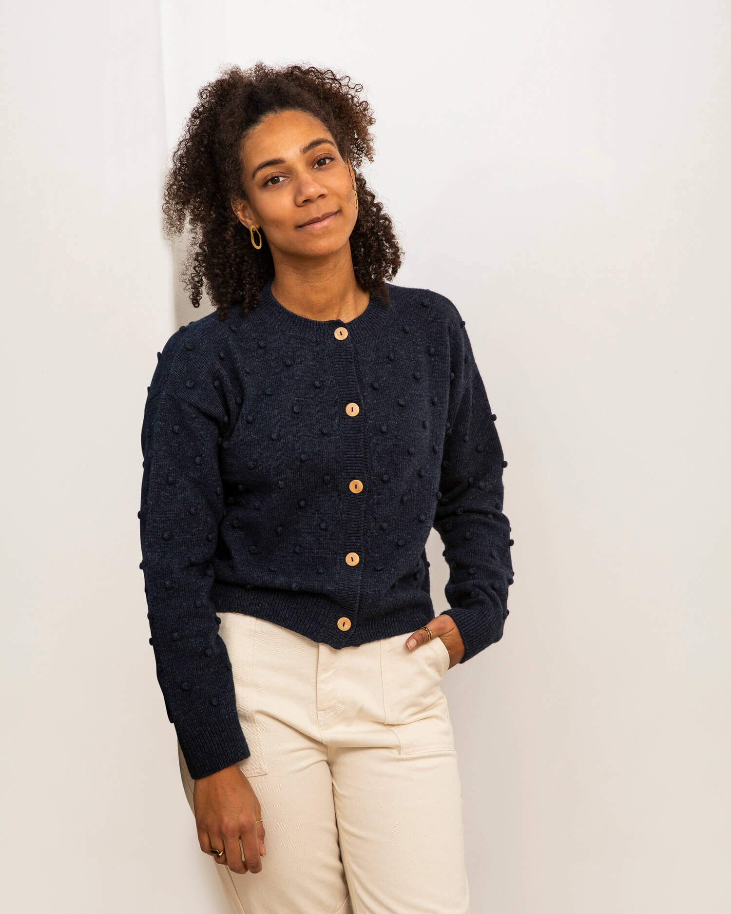 Popcorn Cardigan navy