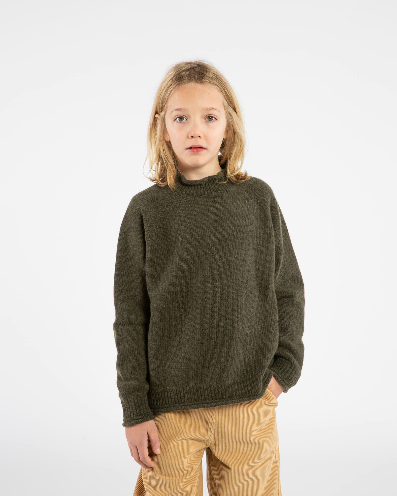 Raglan High Neck Sweater olive