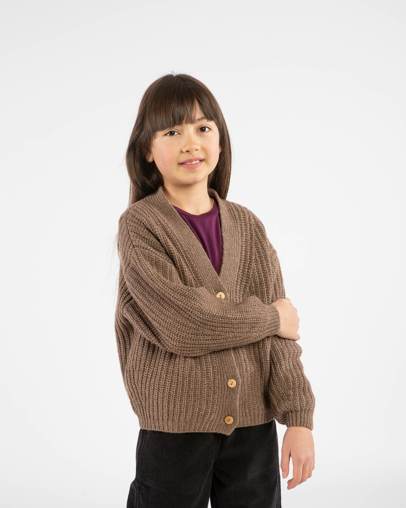 V-Neck Cardigan sepia