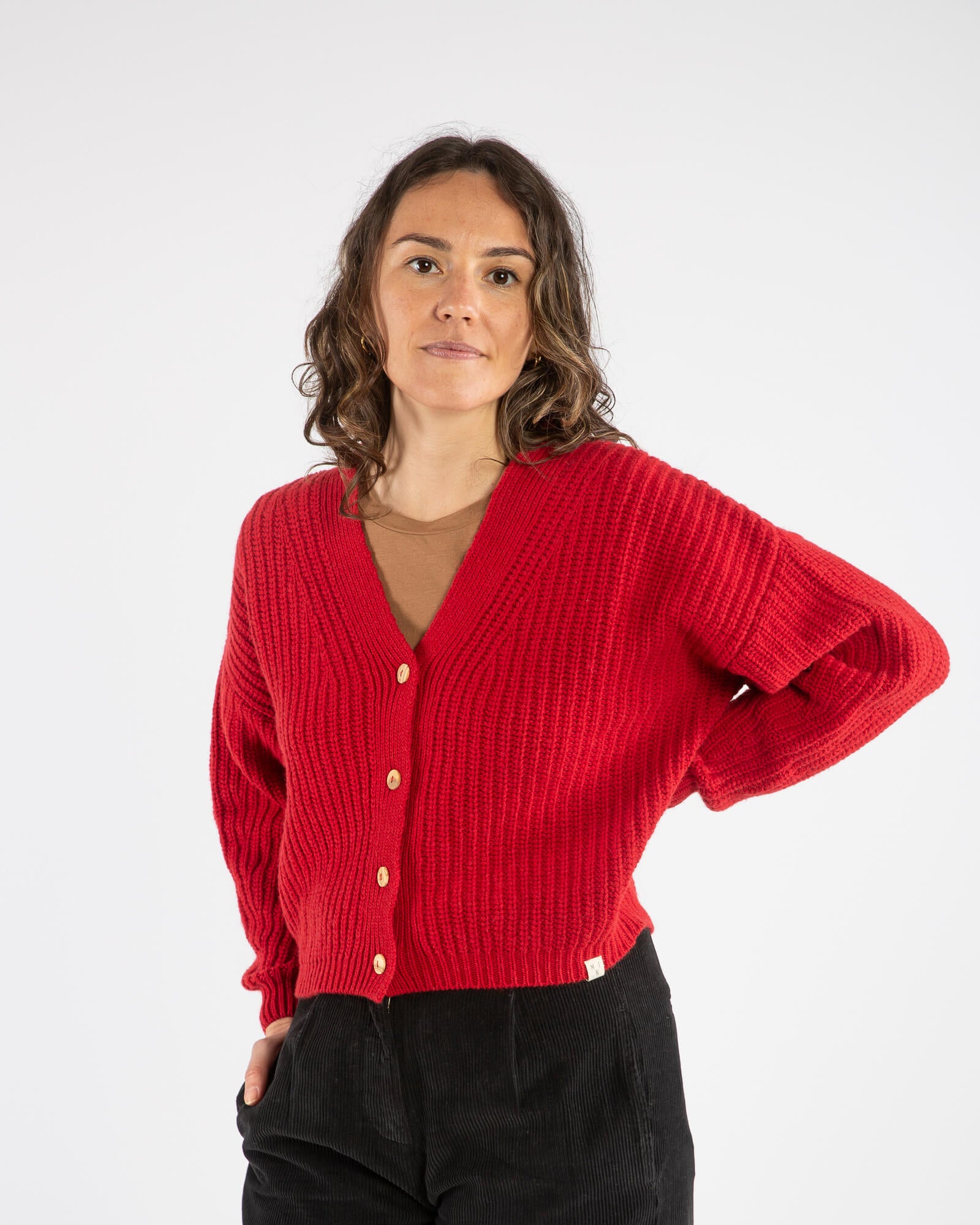 Organic Knit Cardigan poppy