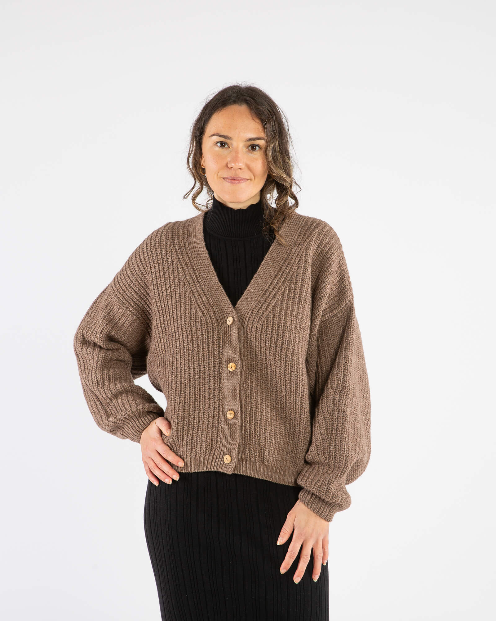 Organic Knit Cardigan sepia