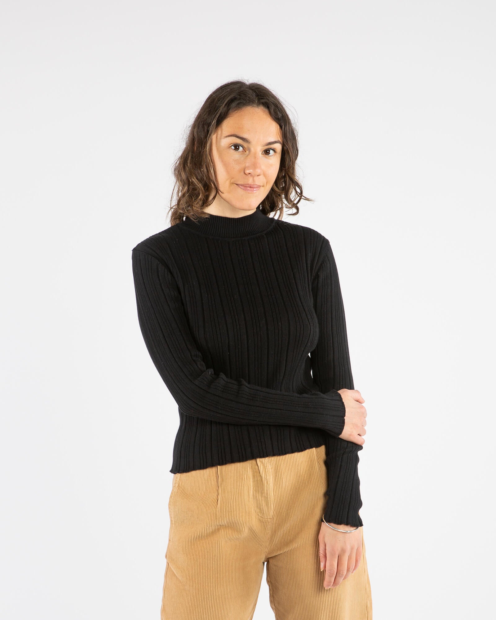 Ribbed Collared Longsleeve onyx