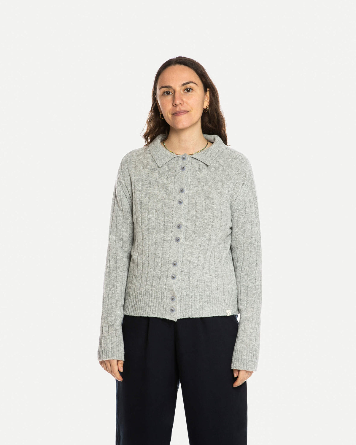 Collared Cardigan grey melange