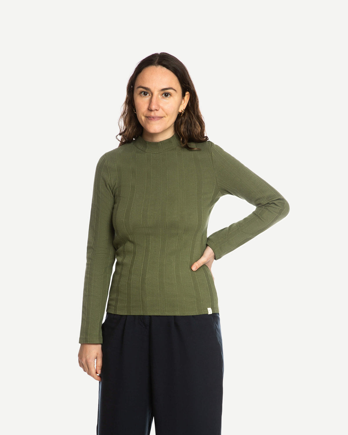 Collared Rib Longsleeve bronze green