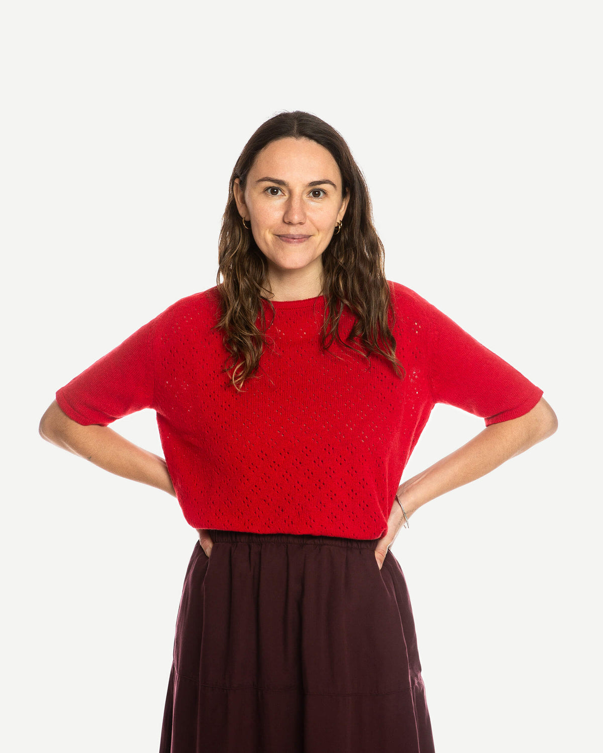 Pointelle T-Shirt bright red