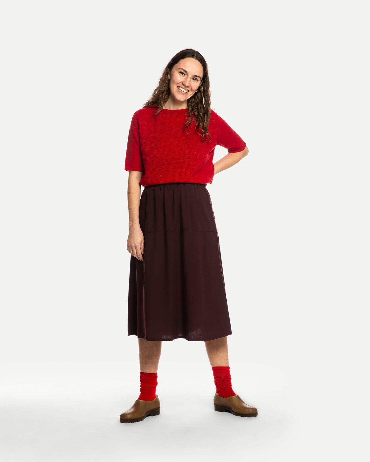 Pointelle T-Shirt bright red