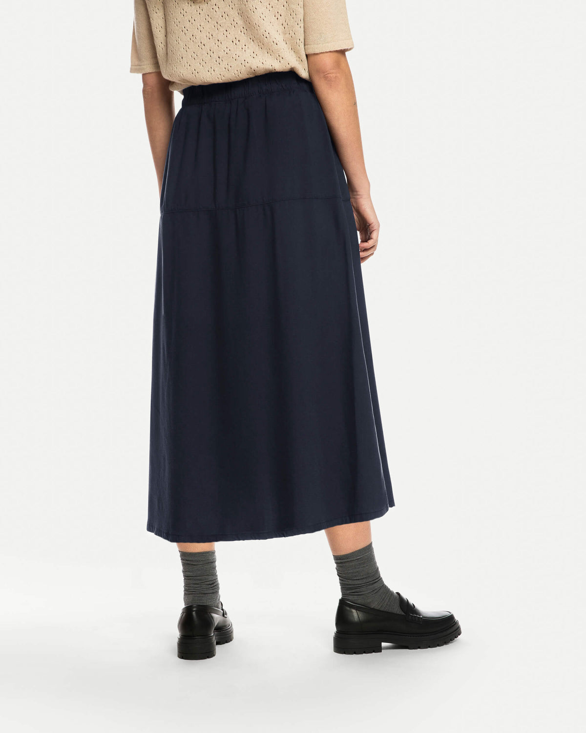 Ruffled Midi Skirt midnight blue