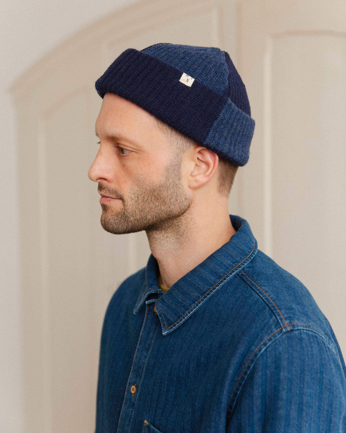 Fisherman Beanie blue melange - navy