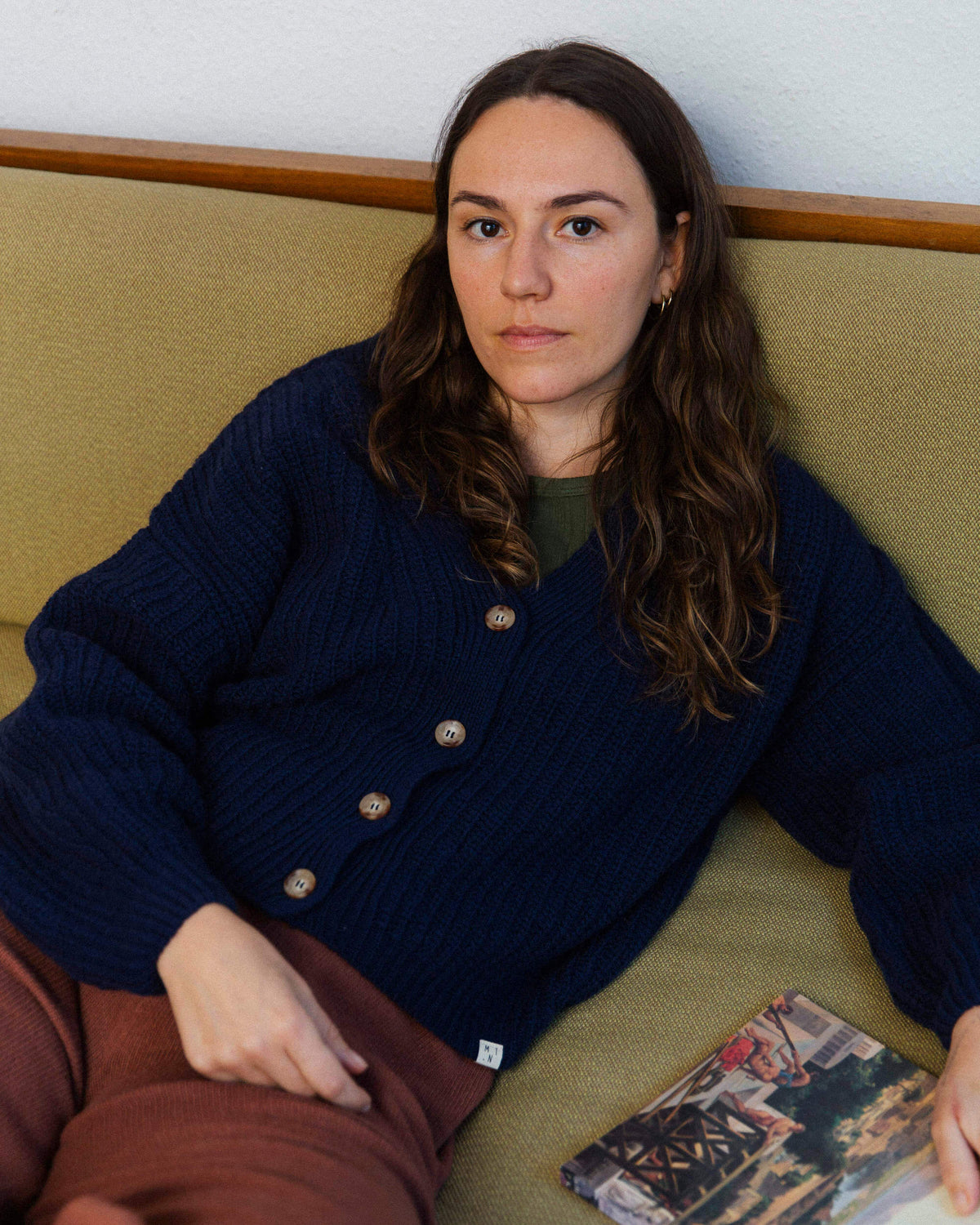 Organic Knit Cardigan navy