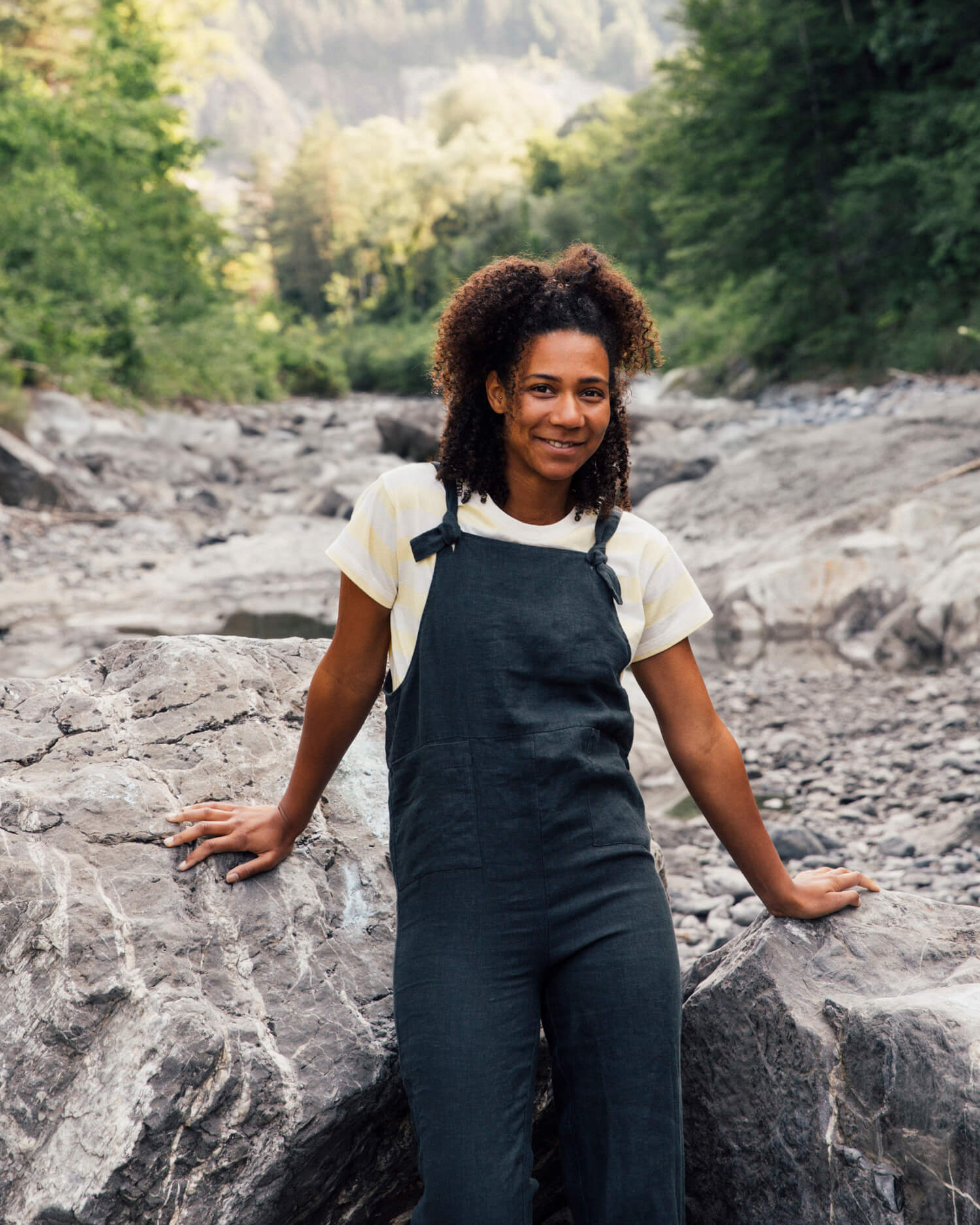 Black overalls linen on sale