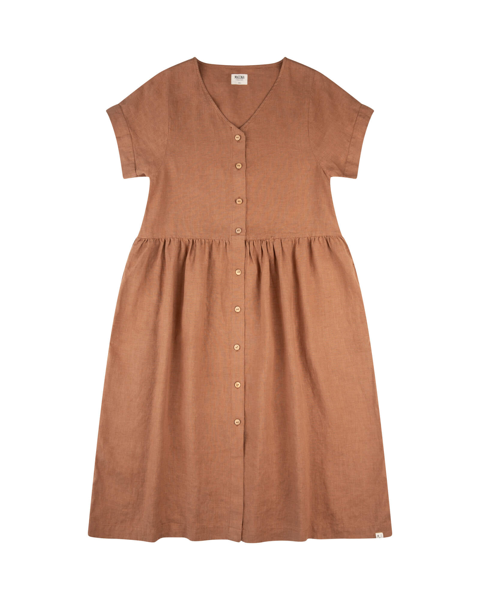 Linen Midi Dress coffee