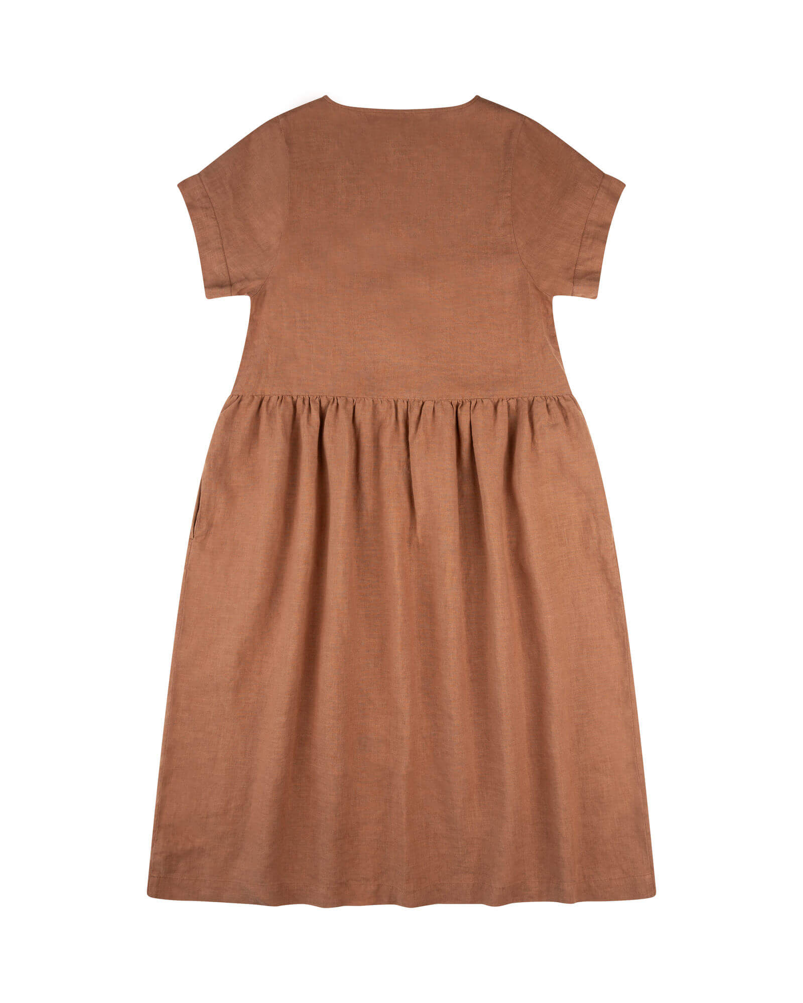 Linen Midi Dress coffee