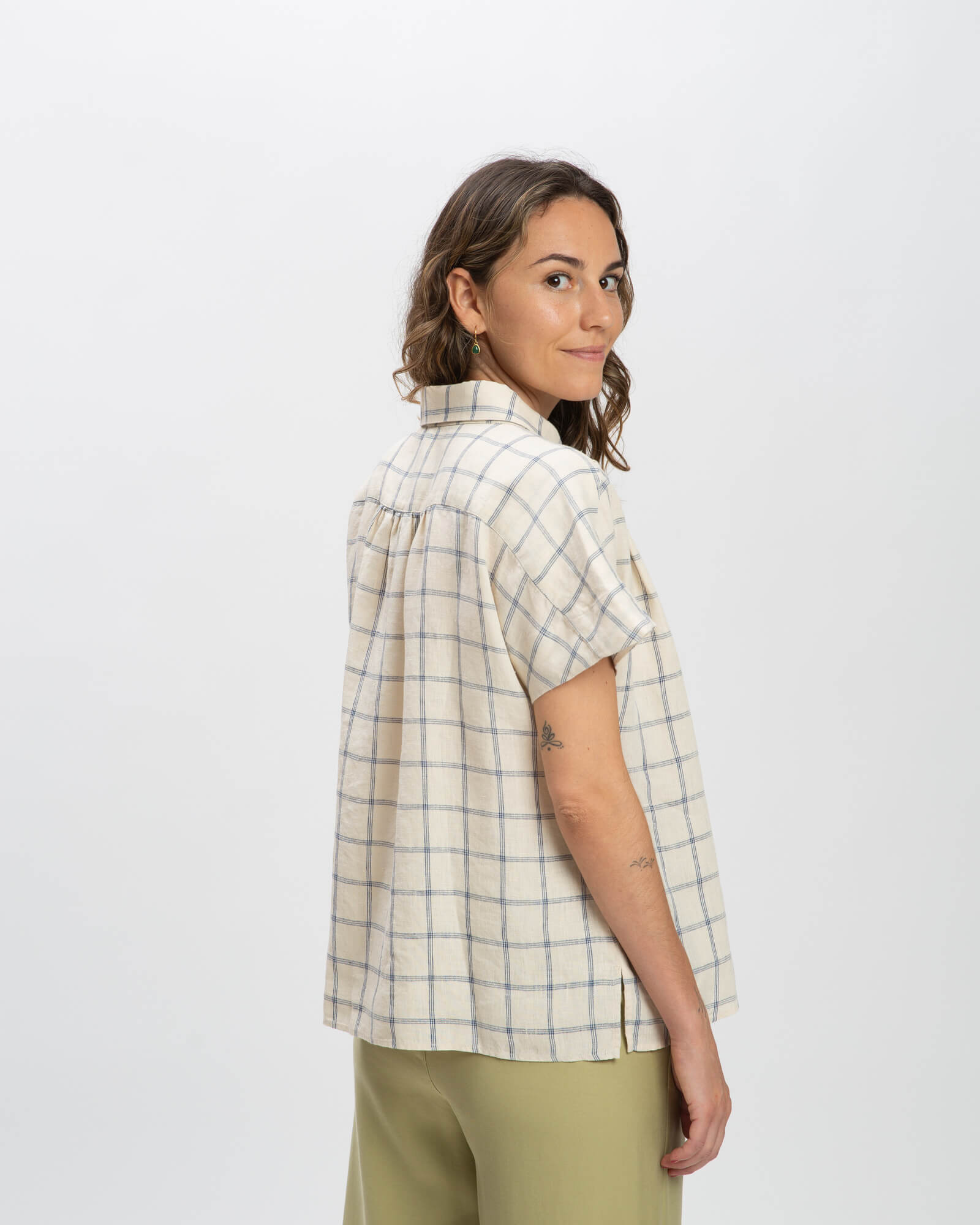 Linen Blouse blue net