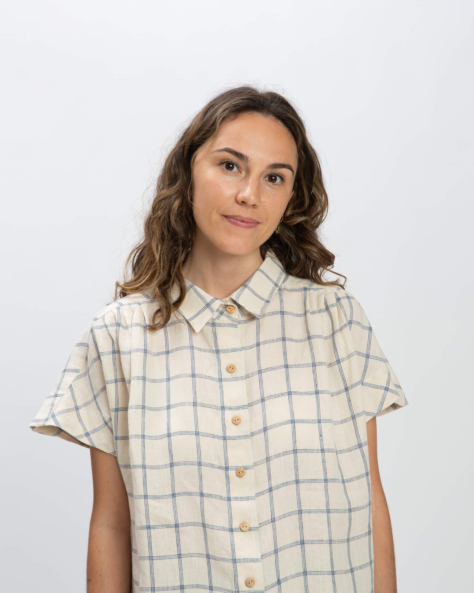 Linen Blouse blue net