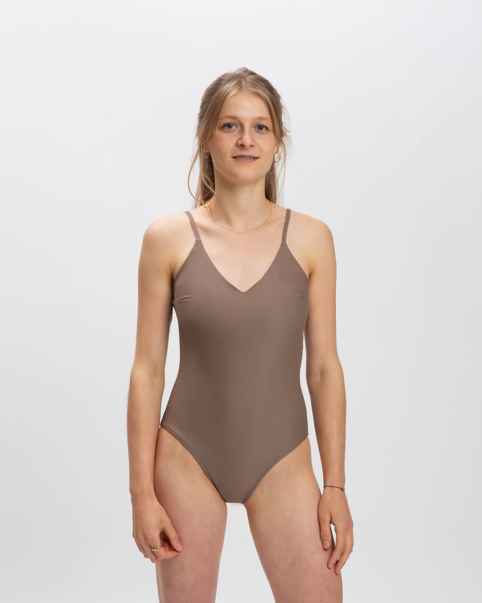 V-Neck Bathing Suit taupe