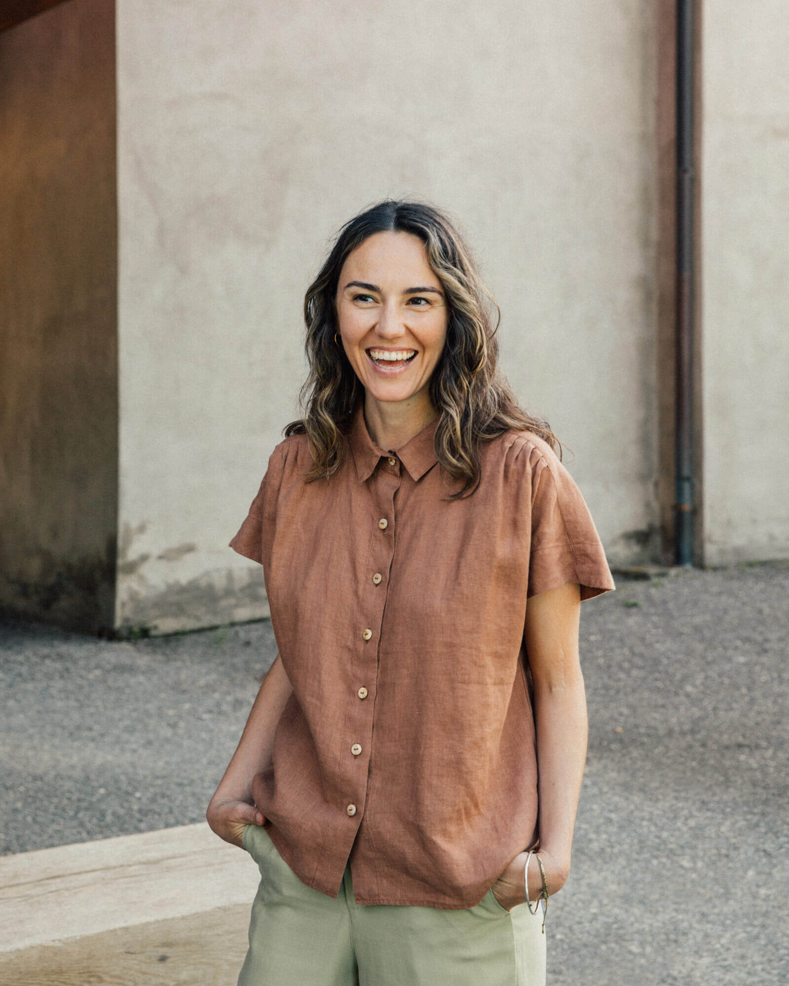 Linen Blouse blue net