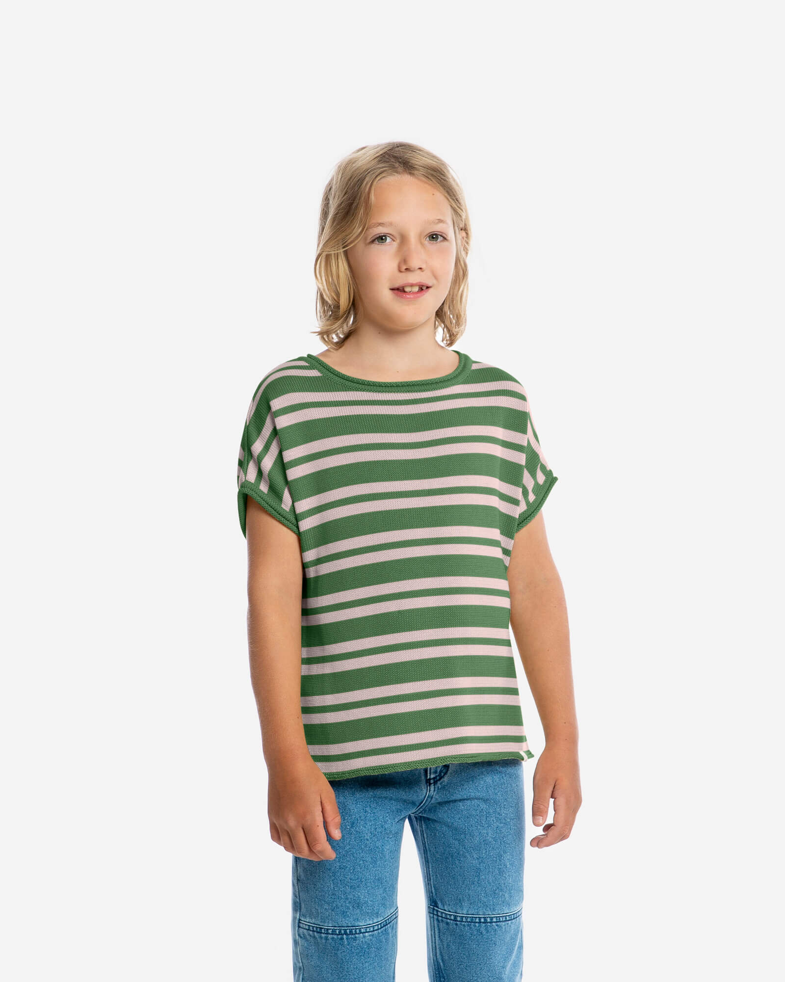 Boxy Knit T-Shirt fir/lavender